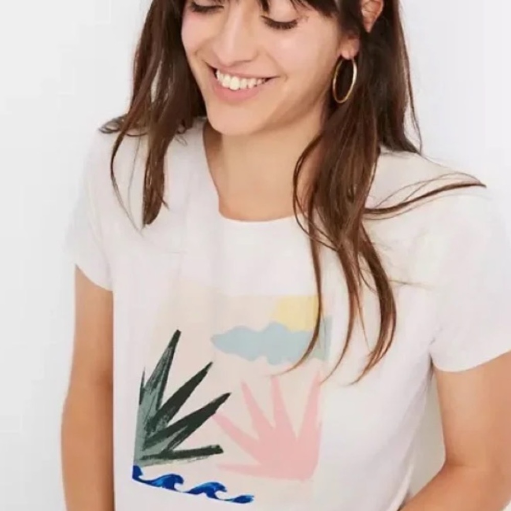 Madewell Botanical Graphic Setlist Boxy Tee Cropped Ivory